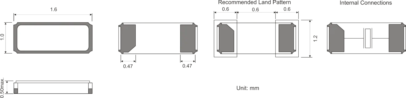 SMD WATCH CRYSTAL 1.6 x 1.0 mm 32.768kHz SMD WATCH CRYSTAL 1.6 x 1.0 mm 32.768kHz