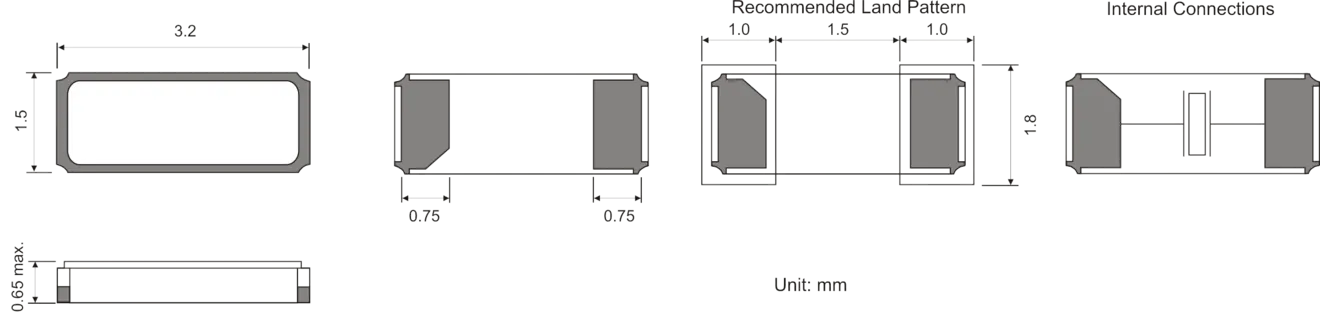 SMD WATCH CRYSTAL RR 3.2 x 1.5 mm 32.768kHz SMD WATCH CRYSTAL RR 3.2 x 1.5 mm 32.768kHz