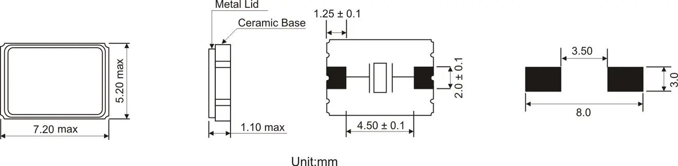 SMD QUARTZ CRYSTAL 7.0 x 5.0 mm 6.0 - 150.0MHz SMD QUARTZ CRYSTAL 7.0 x 5.0 mm 6.0 - 150.0MHz