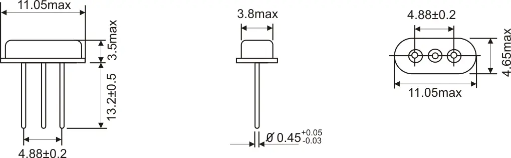 THT QUARTZ CRYSTAL HC-49/US 3 LEADS 11.05x4.65mm THT QUARTZ CRYSTAL HC-49/US 3 LEADS 11.05x4.65mm