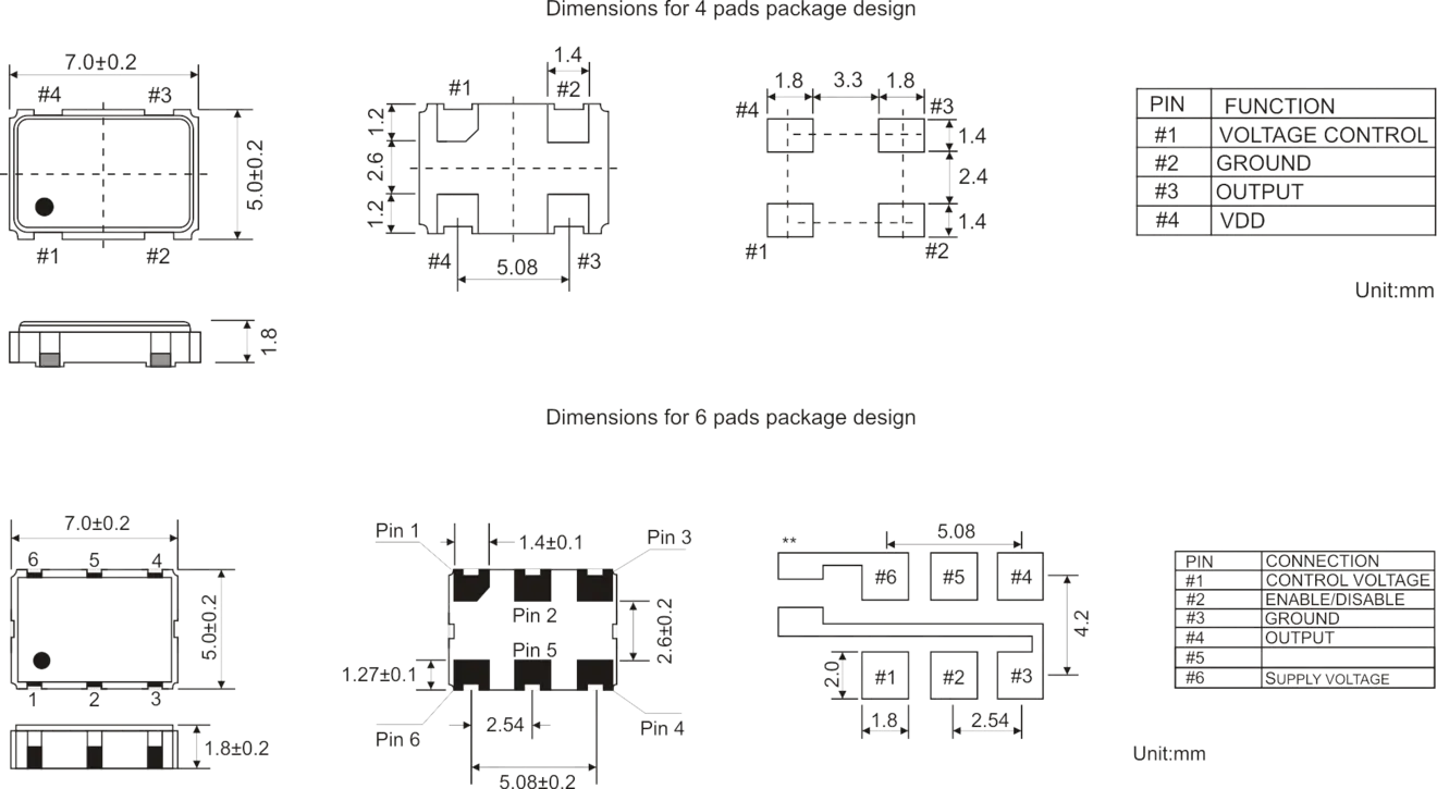 CERAMIC SMD VCXO OSCILLATOR 7.0 x 5.0 mm CERAMIC SMD VCXO OSCILLATOR 7.0 x 5.0 mm