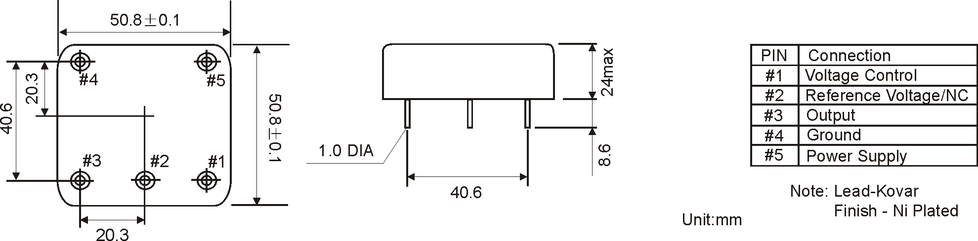 THT METAL OCXO OSCILLATOR 50.8 x 50.8 mm THT METAL OCXO OSCILLATOR 50.8 x 50.8 mm