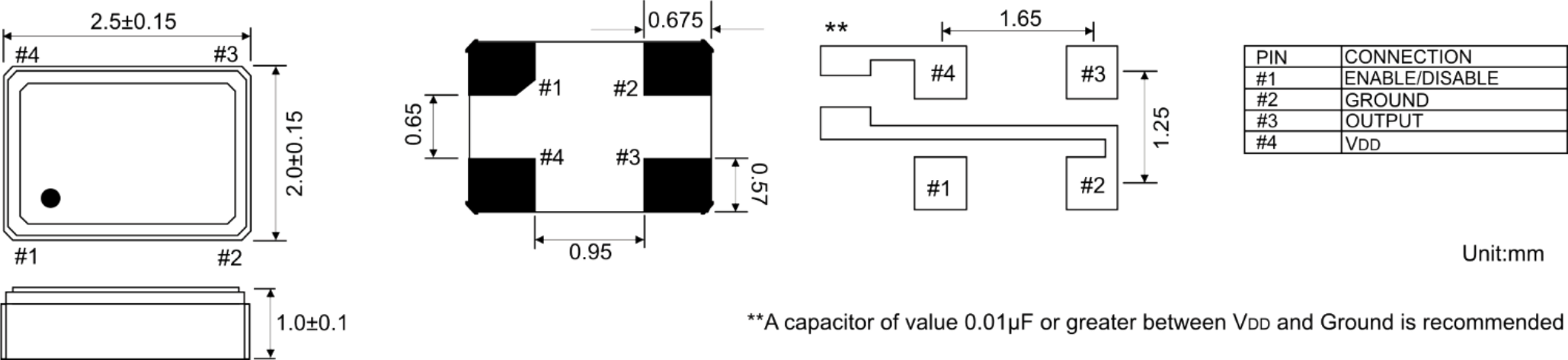 Ceramic SMD SPXO OSCILLATOR 2.5 x 2.0 mm