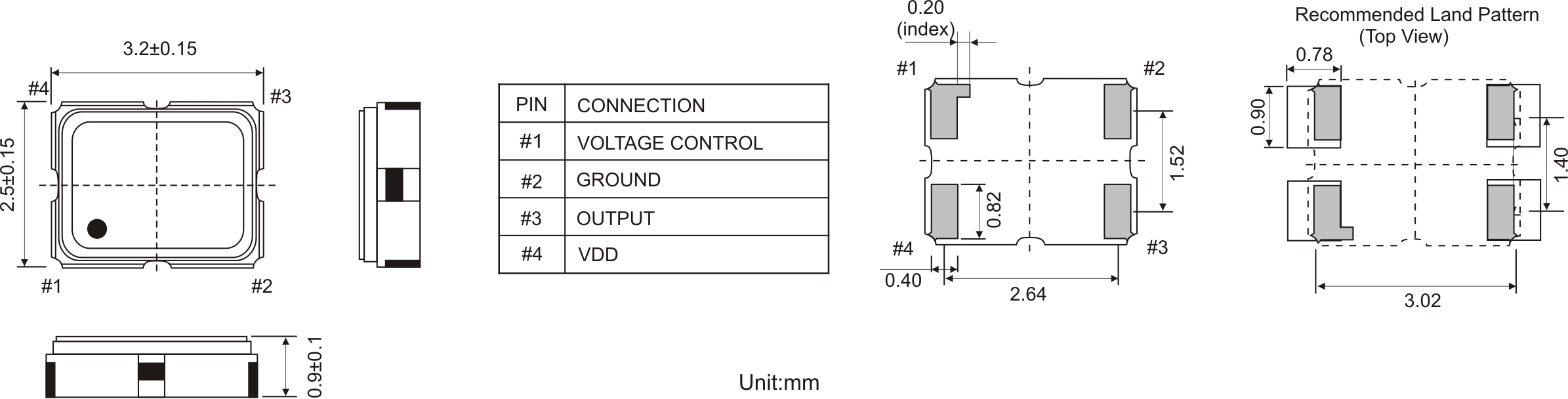 CERAMIC SMD VCTCXO OSCILLATOR 3.2 x 2.5 mm CERAMIC SMD VCTCXO OSCILLATOR 3.2 x 2.5 mm