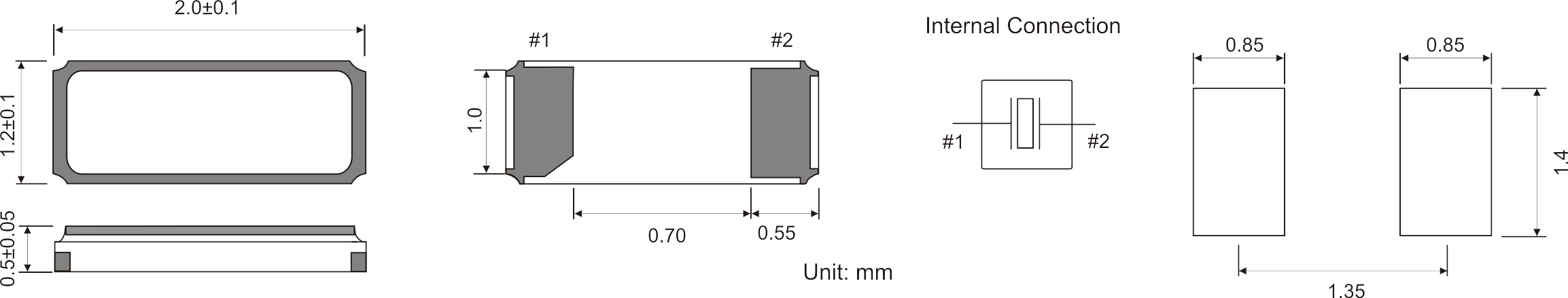 SMD WATCH CRYSTAL 2.0 x 1.2 mm 32.768kHz 