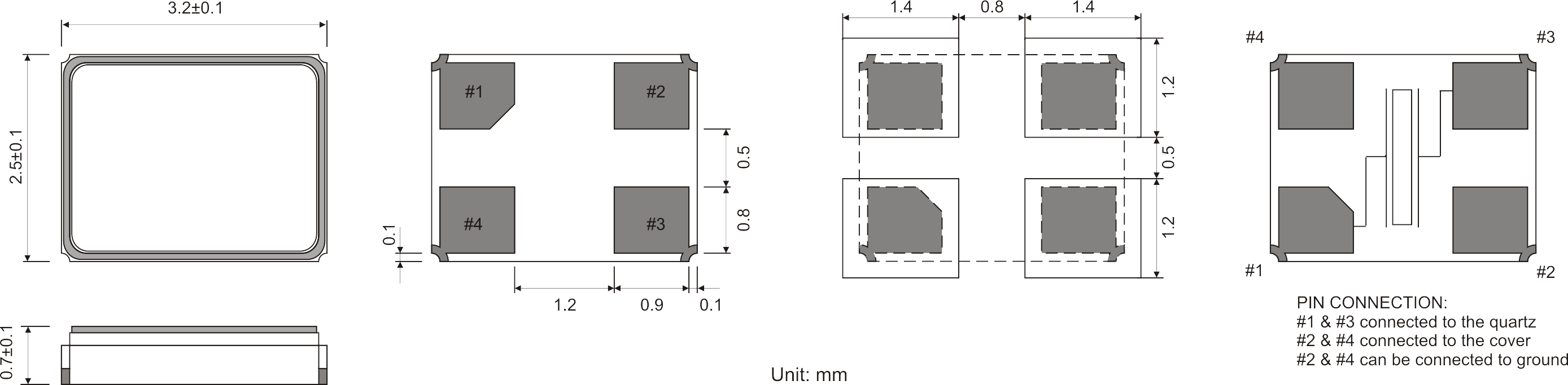 SMD QUARTZ CRYSTAL 3.2 x 2.5 mm 12.0 - 80.0MHz 