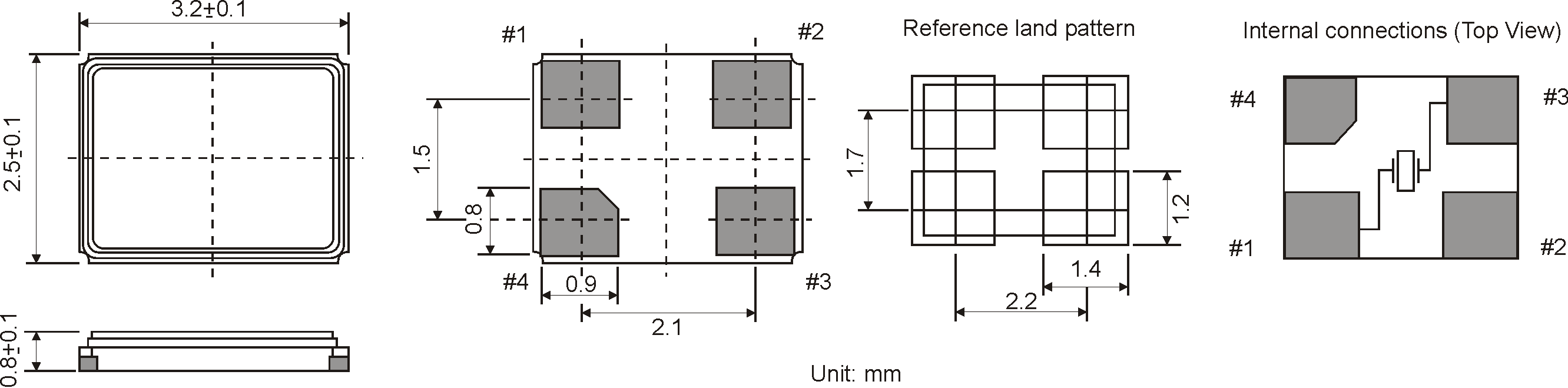SMD QUARTZ CRYSTAL 3.2 x 2.5 mm 8.0 - 64.0MHz SMD QUARTZ CRYSTAL 3.2 x 2.5 mm 8.0 - 64.0MHz