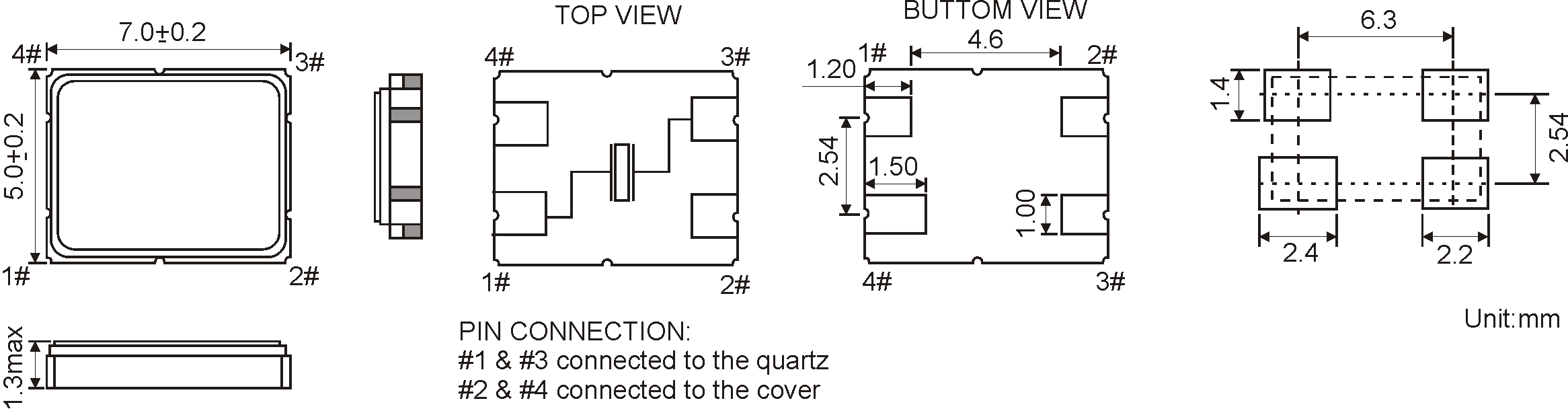 SMD QUARTZ CRYSTAL 7.0 x 5.0 mm 6.0 - 80.0MHz