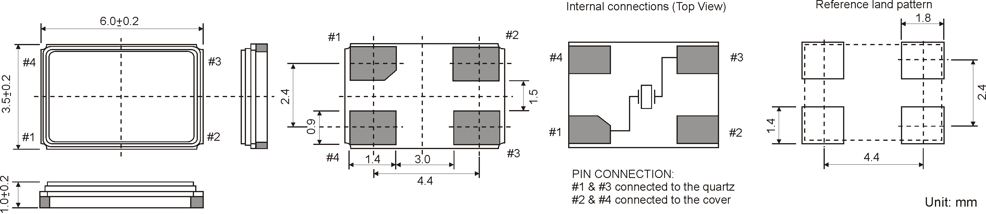 SMD QUARTZ CRYSTAL 6.0 x 3.5 mm 8.0 - 80.0MHz 