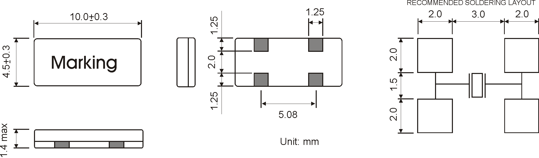 SMD QUARTZ CRYSTAL 10.0 x 4.5 mm 3.2768 - 10.0MHz SMD QUARTZ CRYSTAL 10.0 x 4.5 mm 3.2768 - 10.0MHz